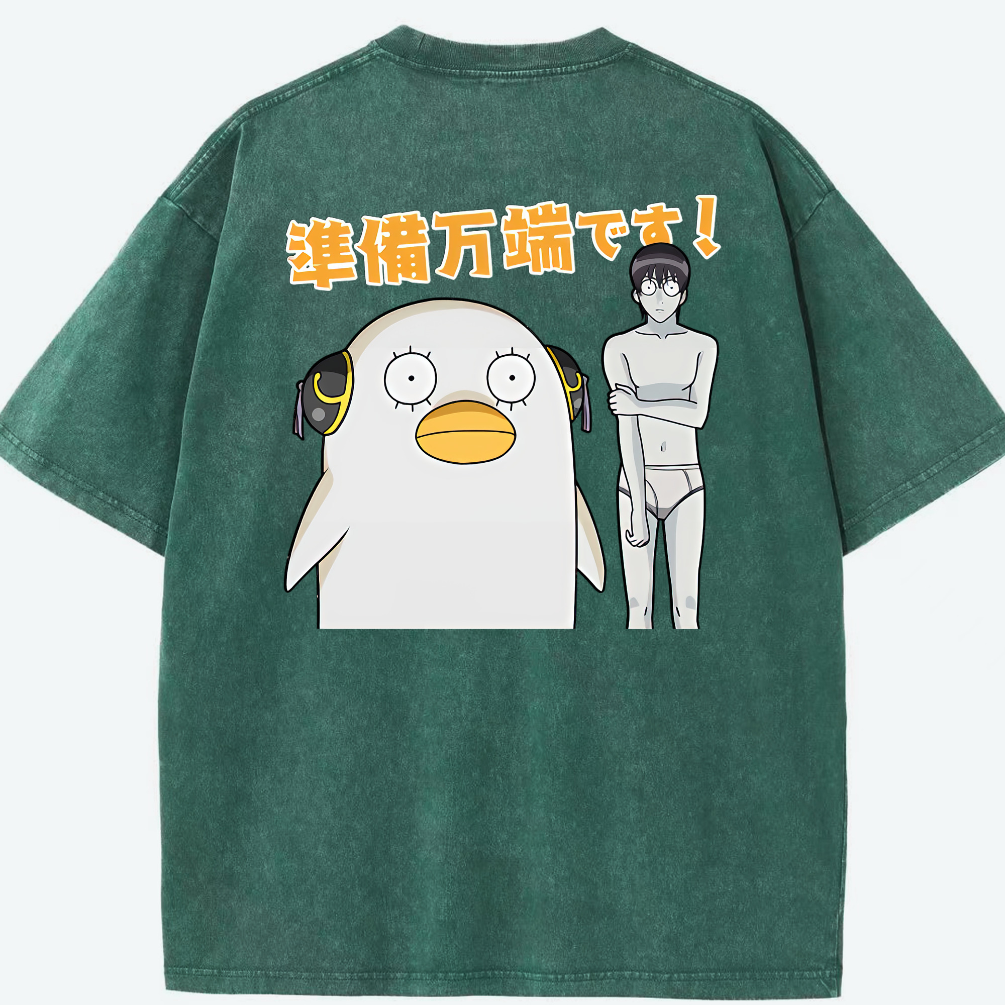 （画像用） ぎんたま 坂田銀時（さかたぎんとき） 神楽 志村新八（しむら しんぱち） GINTAMA Sakata Gintoki Kagura Shimura Shinpachi 綿100% ヴィンテージ風 半袖Tシャツ（背面プリント）